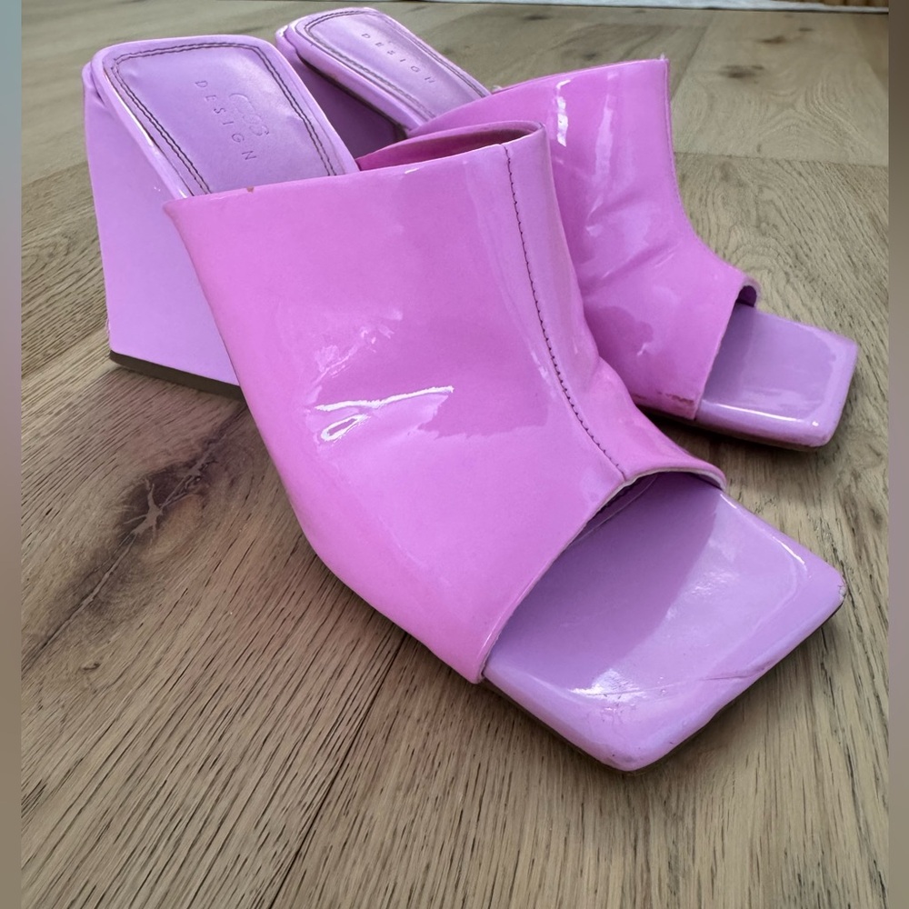 ASOS Pink Mules Glossy Slip-On Shoes